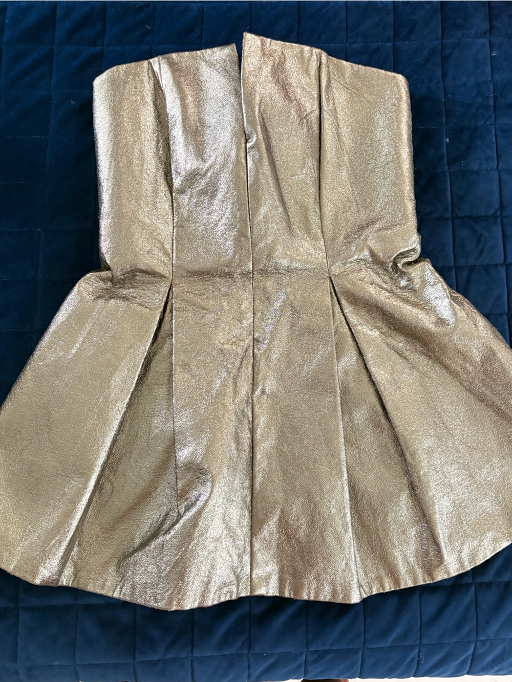C/MEO Collective Metallic Strapless Peplum Top